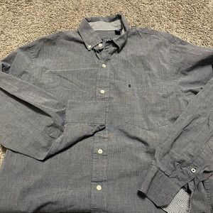 IZOD Button Collar Dress Shirt Men's Medium Blue Long-Sleeve‎ great condition